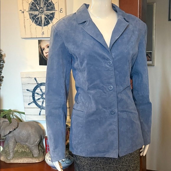 NWT Denver Hayes size large royal Blue Suede Women's Jacket - Picture 2 of 11